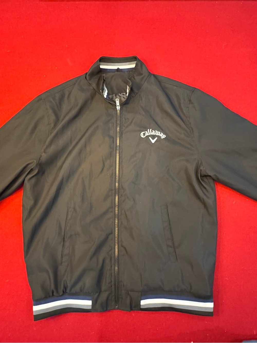 Callaway Black Bomber Jacket with Stripe Trim